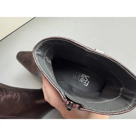 Franco Sarto L-Vivian Metallic Western Ankle Boots Bronze Leather NEW Size 7.5 - Picture 8 of 16